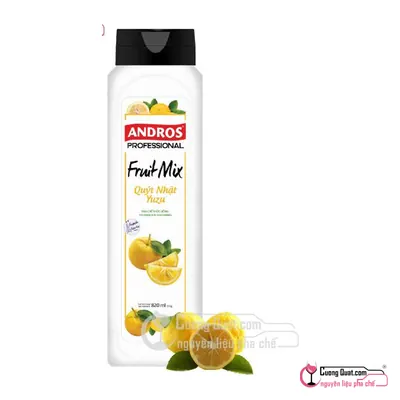 Andros Fruit Mix Quýt Nhật Yuzu 820ml, Chai 820ml, thùng 8