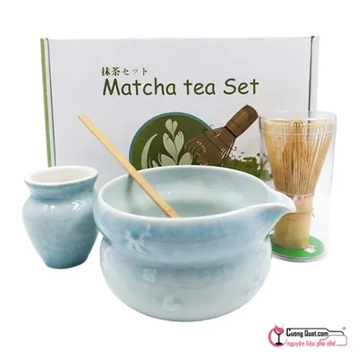 Bộ Dụng Cụ Đánh Matcha 4 Chi Tiết - Màu Xanh Dương