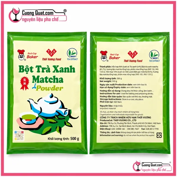 Bột Matcha EverStyle Đài Loan 500g, Gói 500g, thùng 10