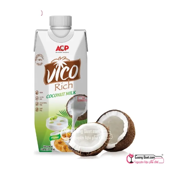 Cốt Dừa Vico 330ml, Hộp 330ml, thùng 24