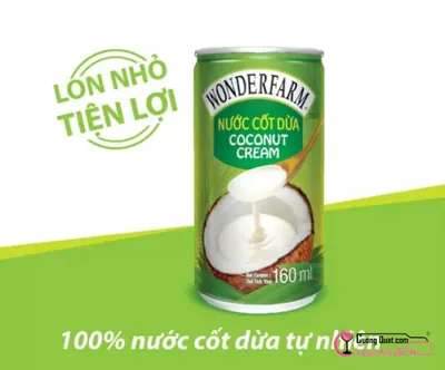 Cốt Dừa WonderFarm 160ml, Hộp 160ml, thùng 30