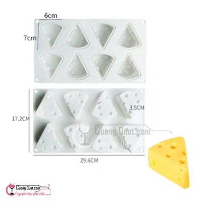 Khuôn Silicon Làm Thạch 8 Miếng Pho Mai 7cm, Cái