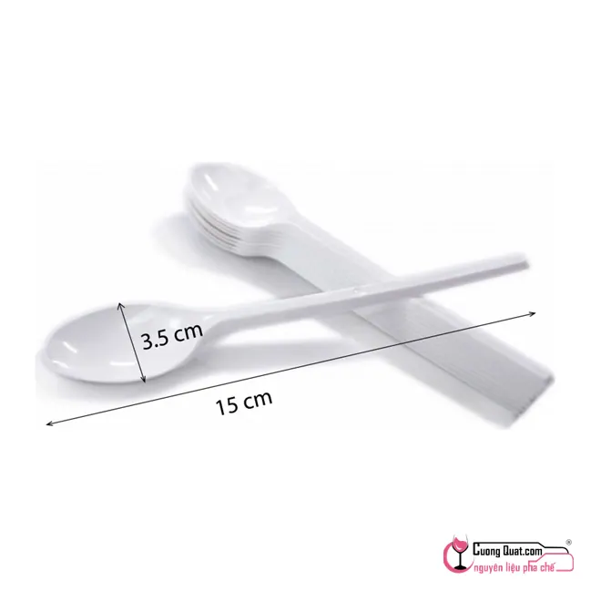 Muỗng Nhựa Gia Tường Trắng 100Cái, Gói