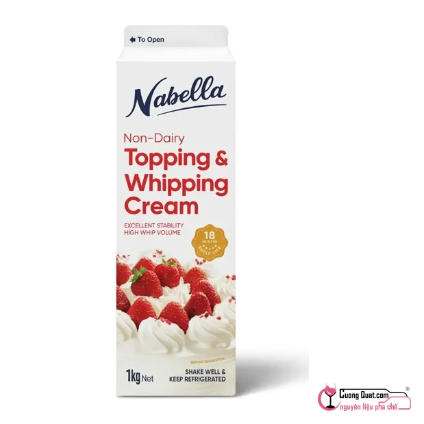 Nabella Non Dairy Topping & Whipping Cream 1L, Hộp 1L, thùng 12