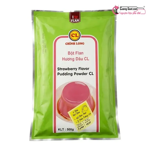 Pudding Dâu Chính Long 500g, Gói 500g, thùng 12