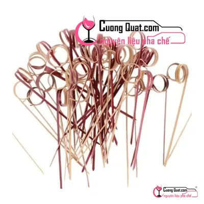 Tăm Tre Xiên Trái Cây Đuôi Tròn Đỏ 100 cái – 12cm, Cái