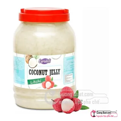 Thạch Dừa Eurodeli Vải 3.8kg, Hủ 3.8kg, thùng 4