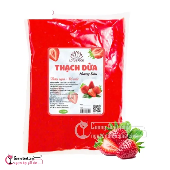 Thạch Dừa Lotus Dâu 1.5kg, Gói 1.5kg, thùng 10