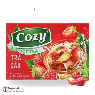Trà Hòa Tan Cozy Dâu 240g, Hộp 240g, thùng 30