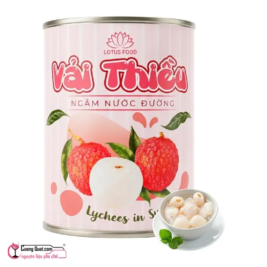 Vải Ngâm Lotus Tem Trắng 560g, Hộp 560g, thùng 12